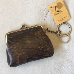 NWT Full Grain Leather Large Borse Animal Print